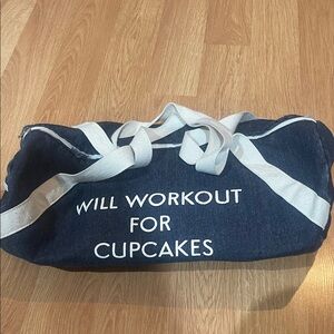 Denim Gym Bag with Fun Slogan
